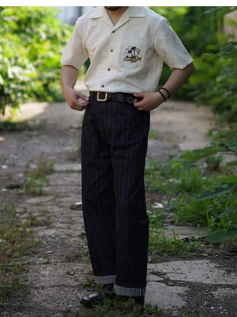 Men's Printed Aloha Shirt with Cuban Collar and Short Sleeves