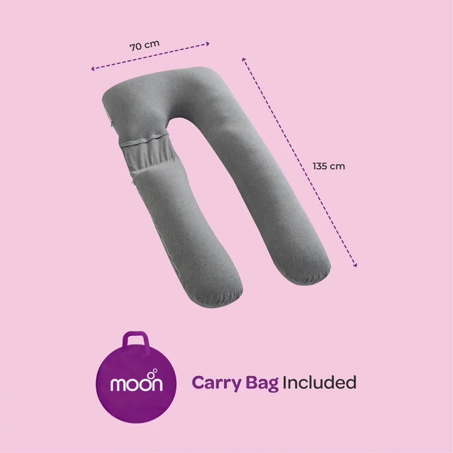 Moon U Shaped Maternity Pillow With Back Support (Light Grey)