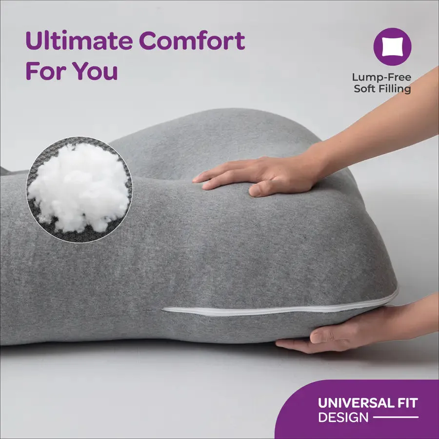 Moon U Shaped Maternity Pillow With Back Support (Light Grey)