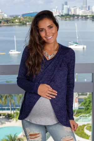 Navy Long Sleeve Maternity Top