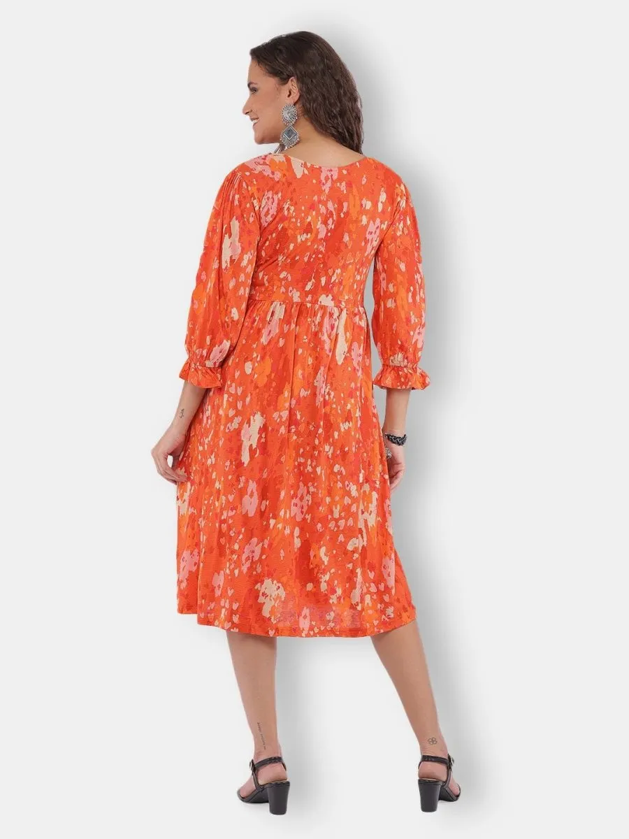 Orange Hues Maternity and Nursing Dress