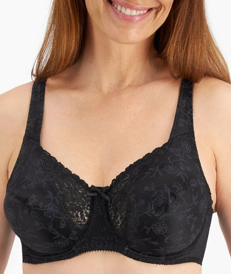 Playtex Secrets Floral Delustre Bra - Black