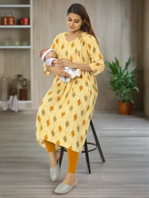 Rayon Maternity Feeding Kurti Musturd Yellow