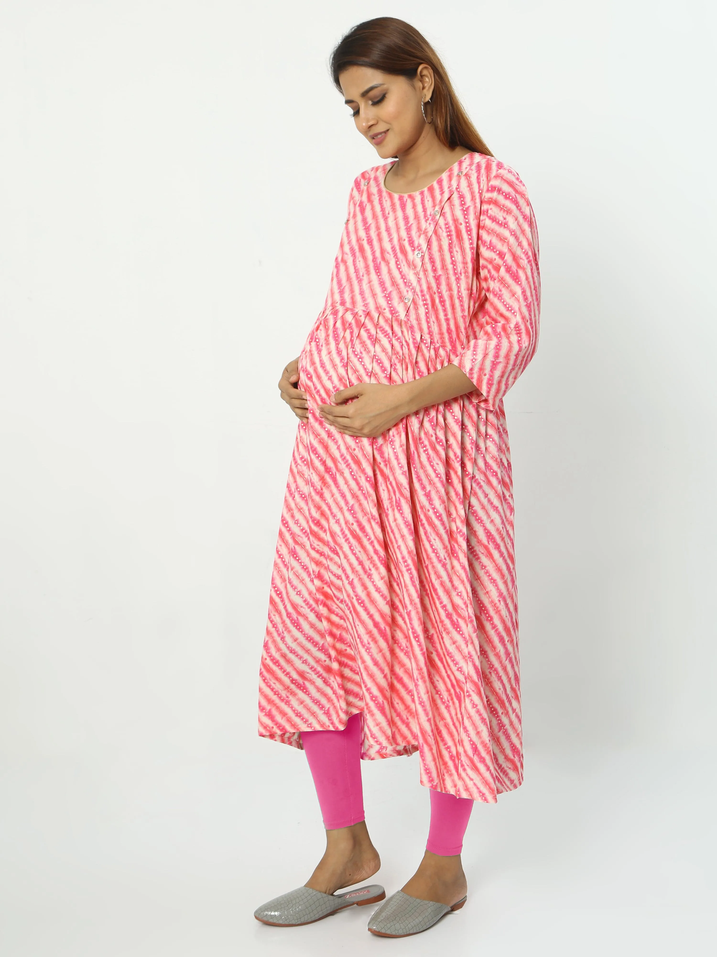 Rayon Maternity Feeding Kurti Rani Pink