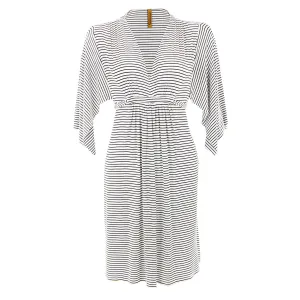 Rib Short Caftan Dress with White Stripes