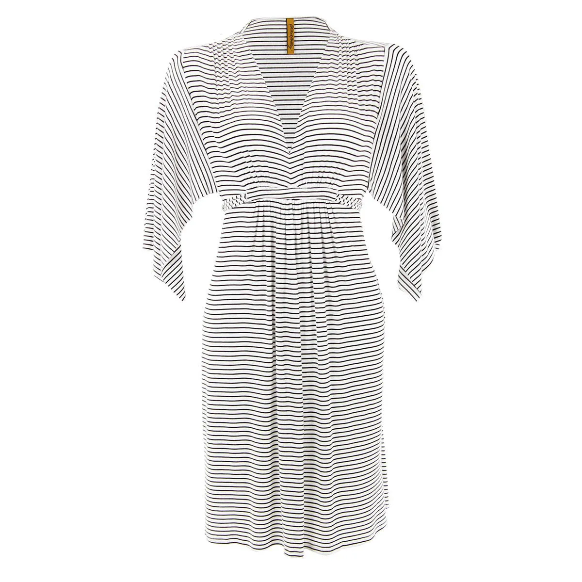 Rib Short Caftan Dress with White Stripes