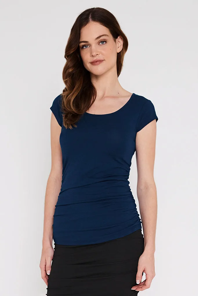 Ruched Maternity Tee - Navy