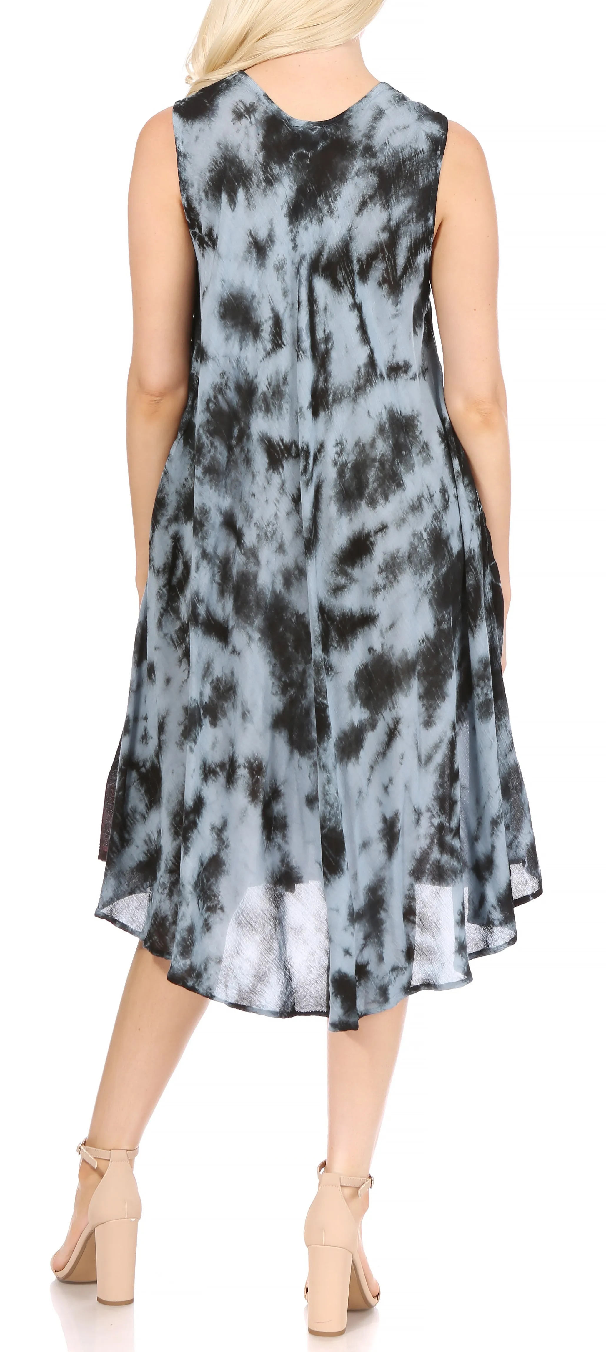 Sakkas Butterfly Tie Dye Tank Sheath Caftan Mid Length Dress