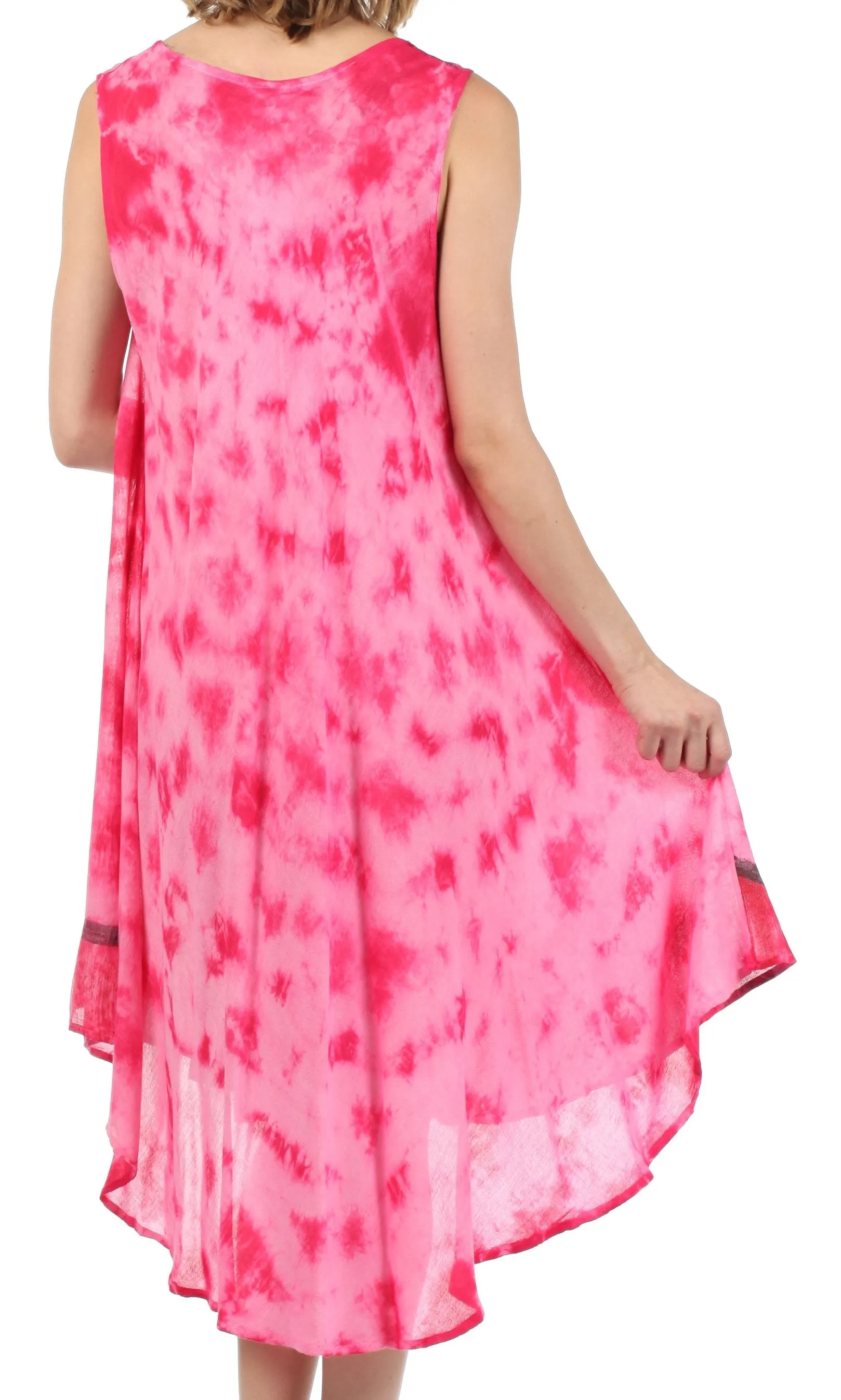 Sakkas Butterfly Tie Dye Tank Sheath Caftan Mid Length Dress