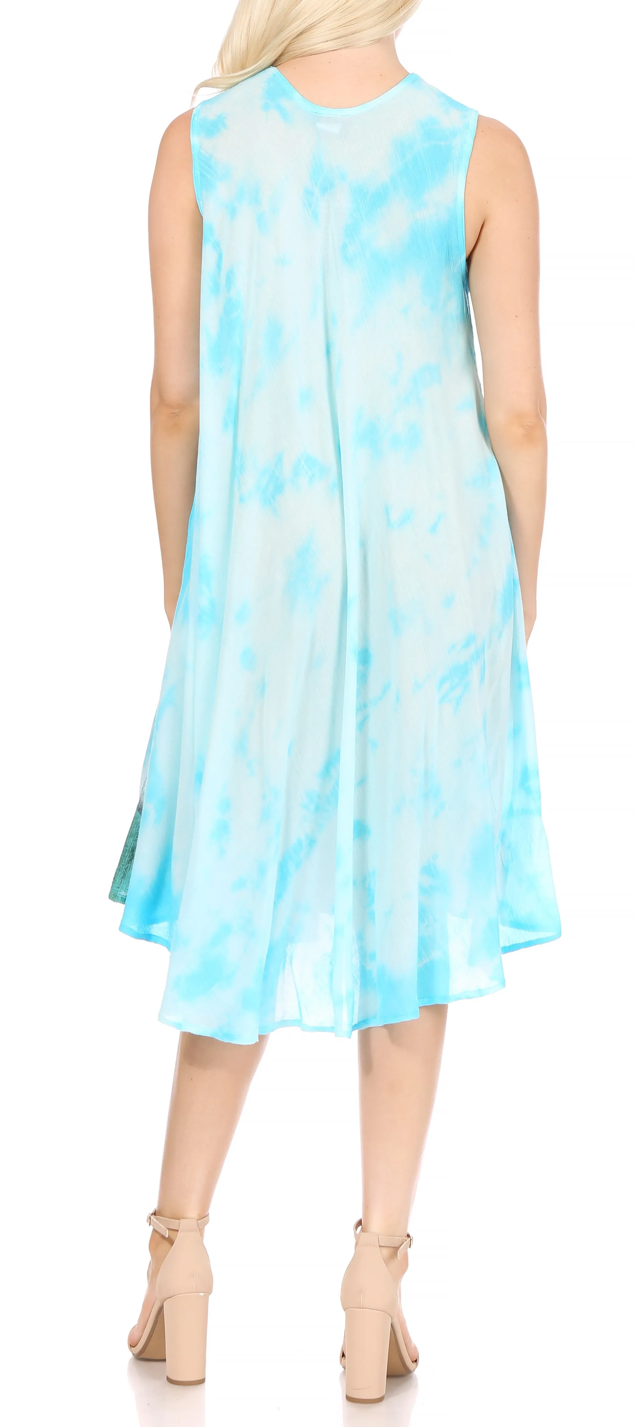 Sakkas Butterfly Tie Dye Tank Sheath Caftan Mid Length Dress