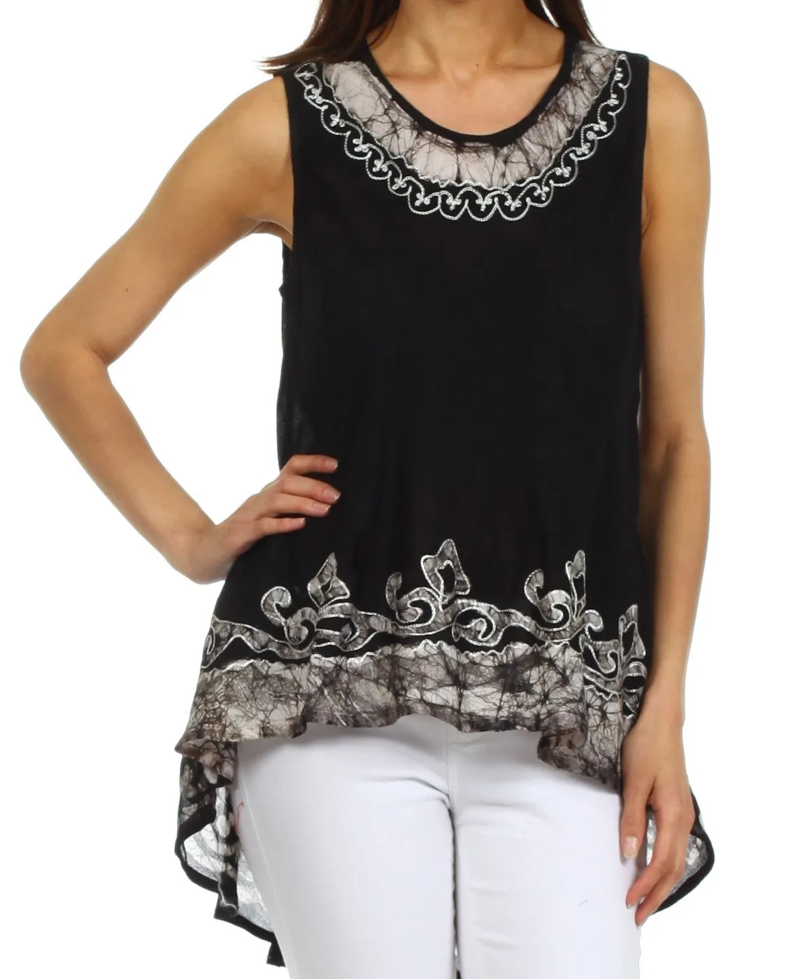 Sakkas Wild Raven Batik Hi Lo Blouse / Tunic