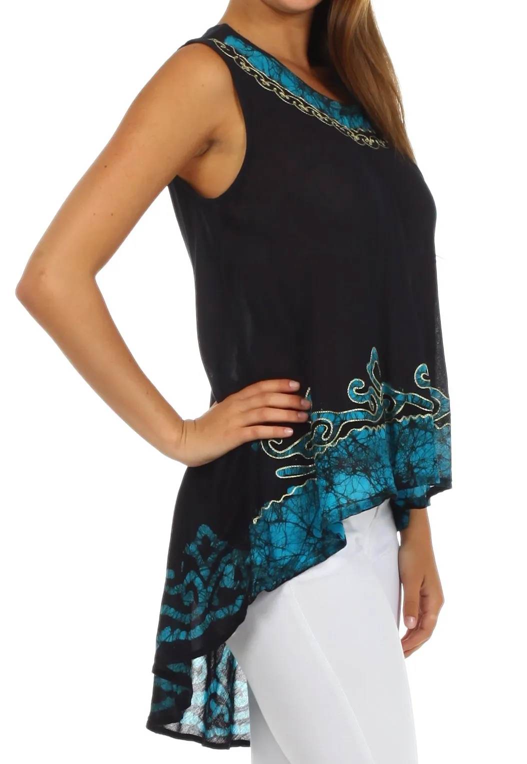 Sakkas Wild Raven Batik Hi Lo Blouse / Tunic