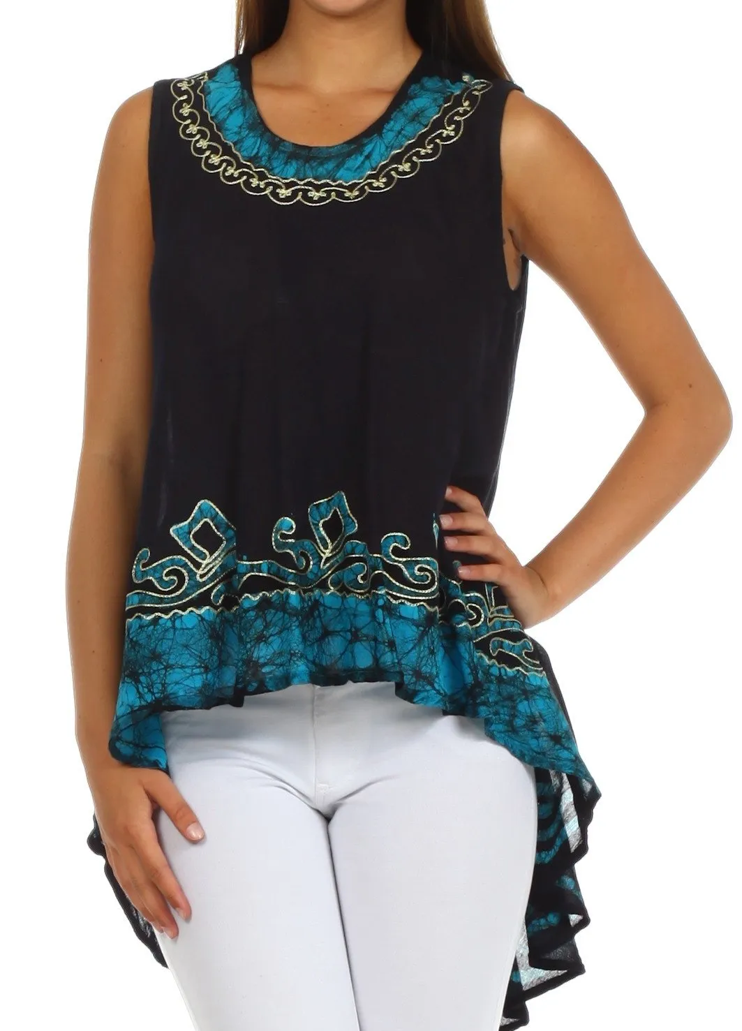 Sakkas Wild Raven Batik Hi Lo Blouse / Tunic