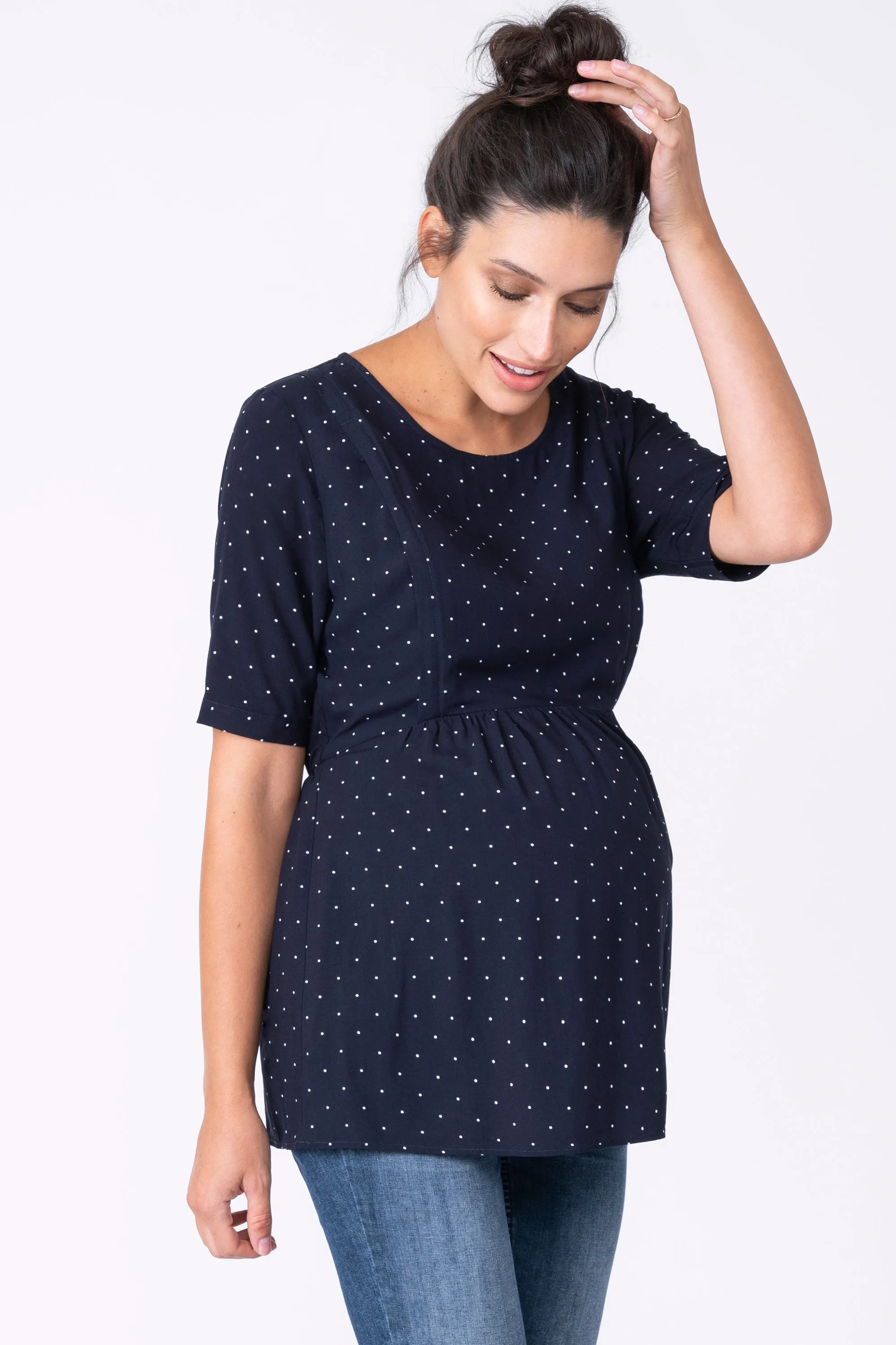 Salema Navy Blue Dot Maternity & Nursing Top Seraphine