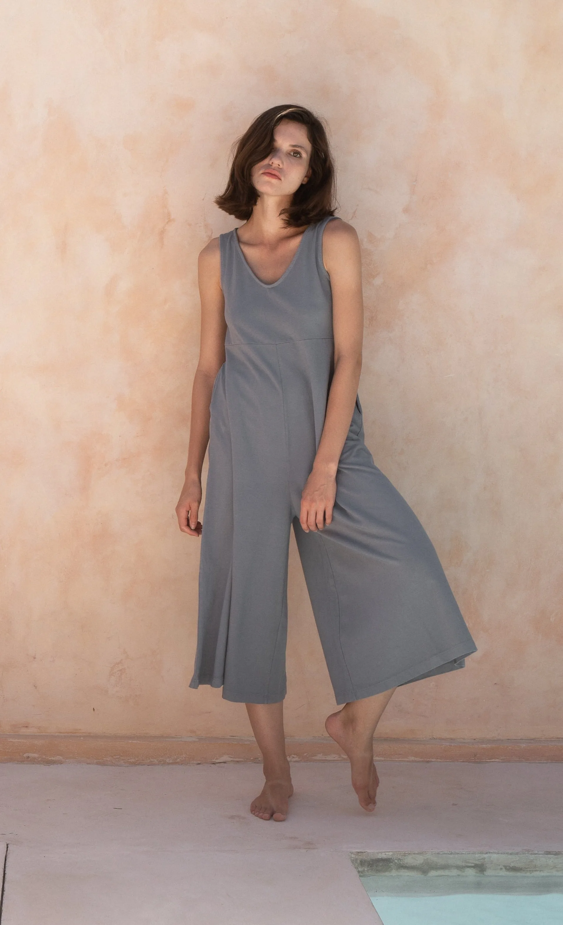 SAMPLE SALE | Lakeside Wide Leg Jumpsuit - Dusty Blue