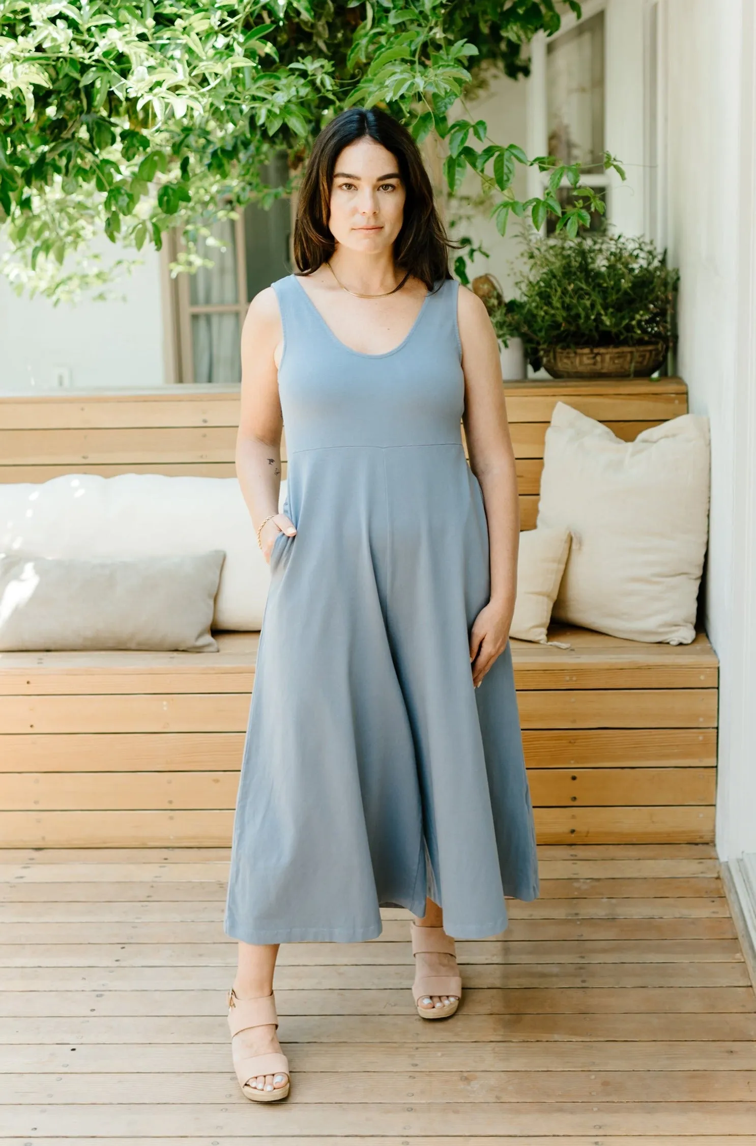 SAMPLE SALE | Lakeside Wide Leg Jumpsuit - Dusty Blue