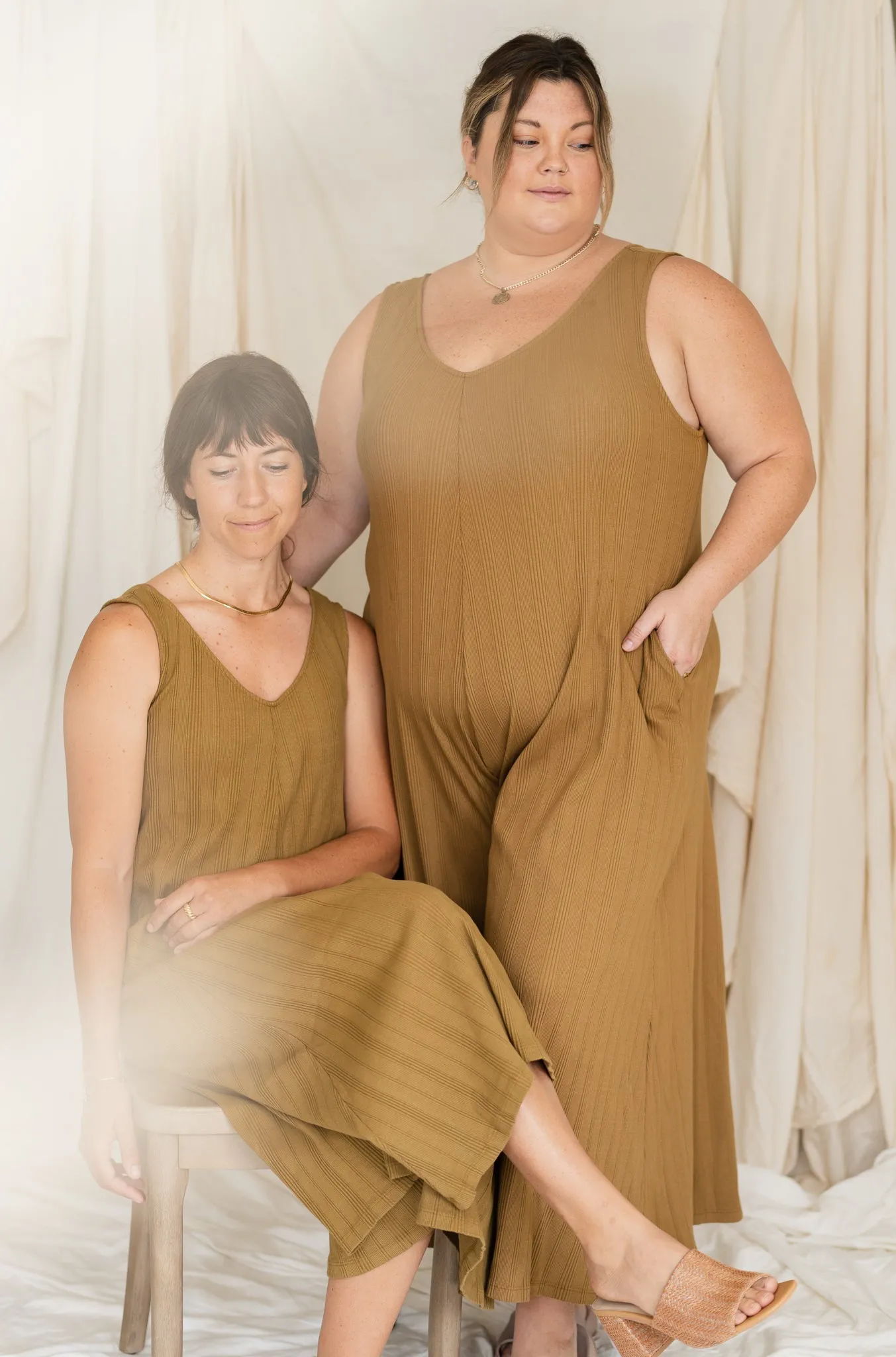 SAMPLE SALE | Willow Wide Rib Jumpsuit - Antique Bronze