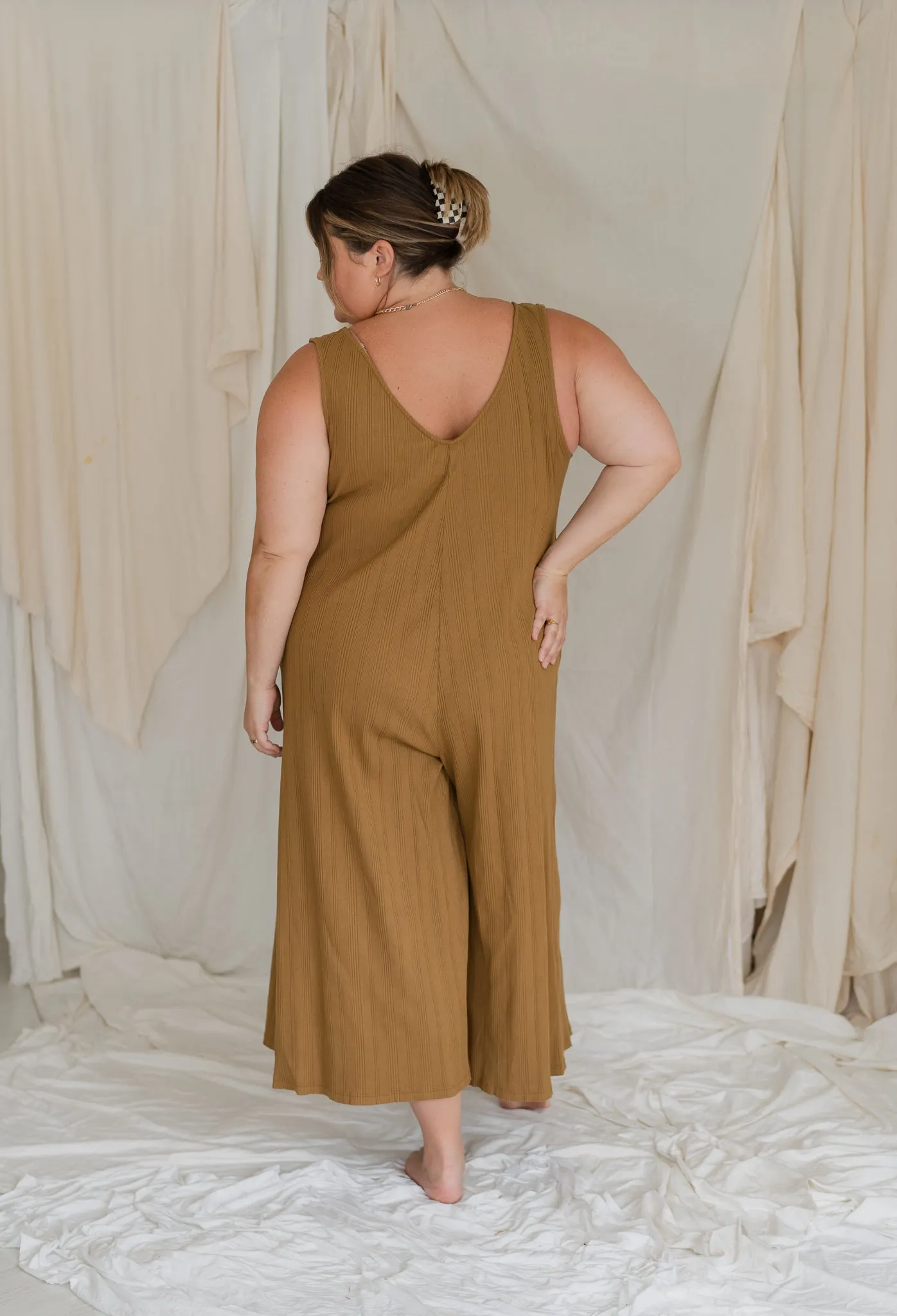 SAMPLE SALE | Willow Wide Rib Jumpsuit - Antique Bronze