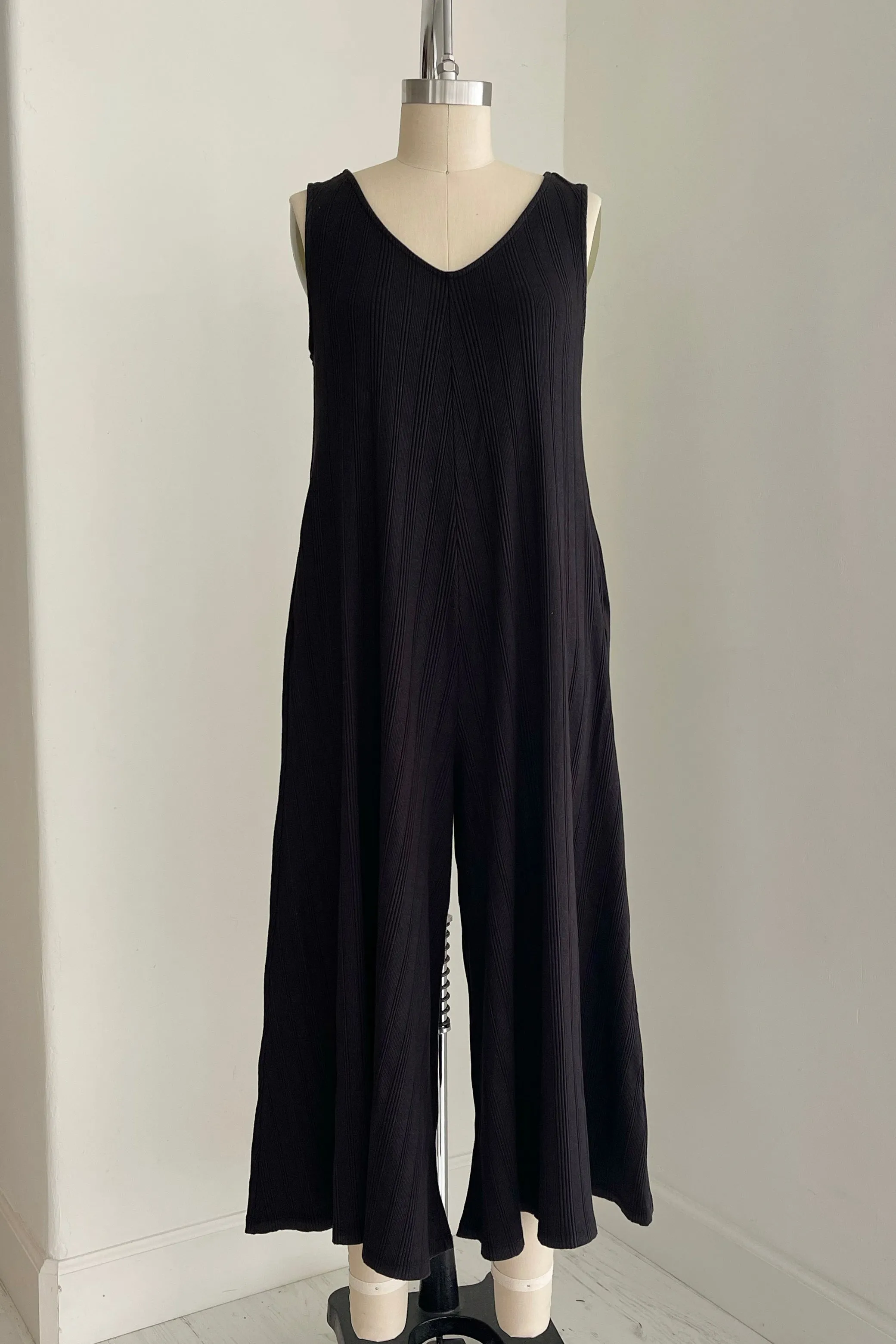 SAMPLE SALE | Willow Wide Rib Jumpsuit - True Black