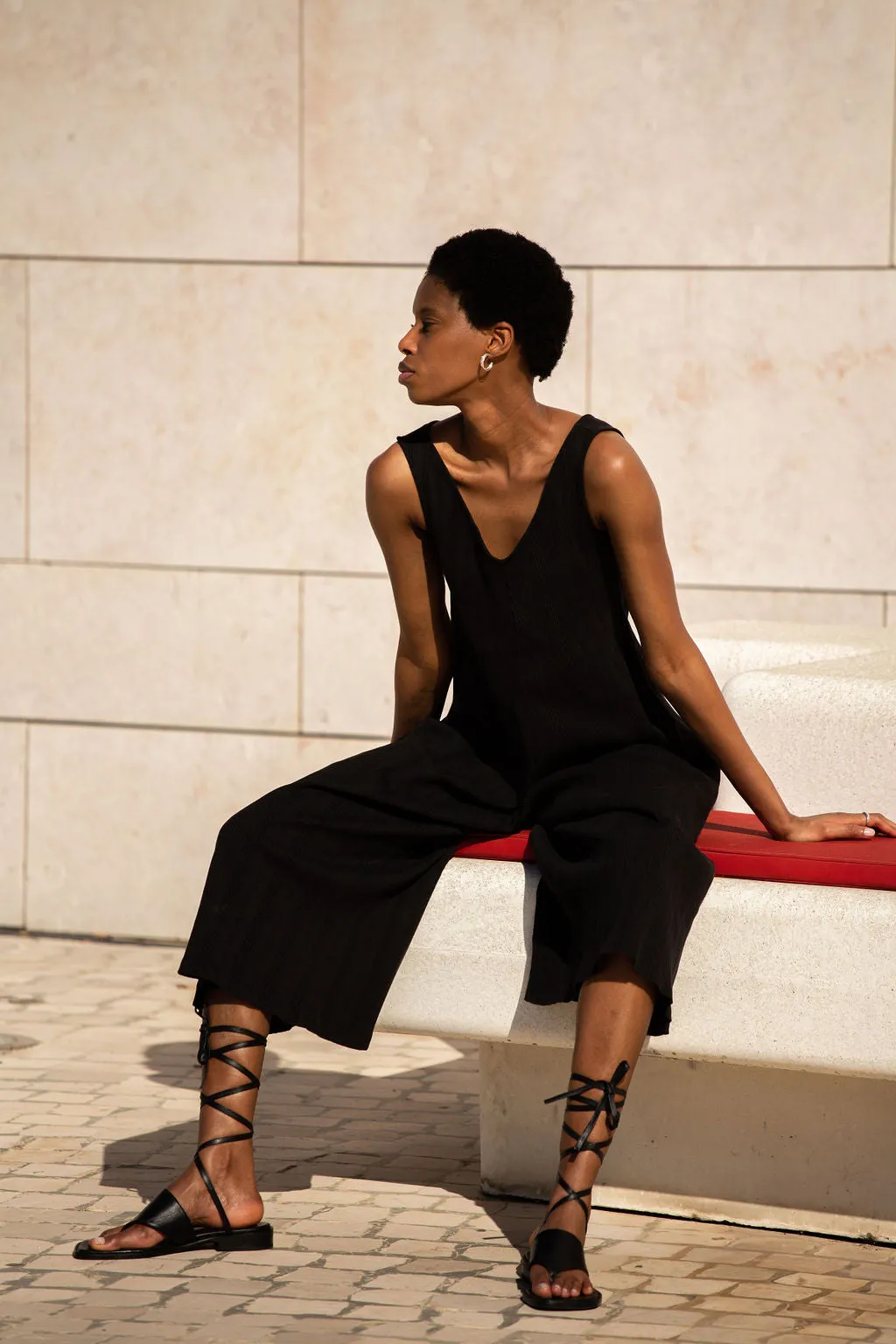 SAMPLE SALE | Willow Wide Rib Jumpsuit - True Black