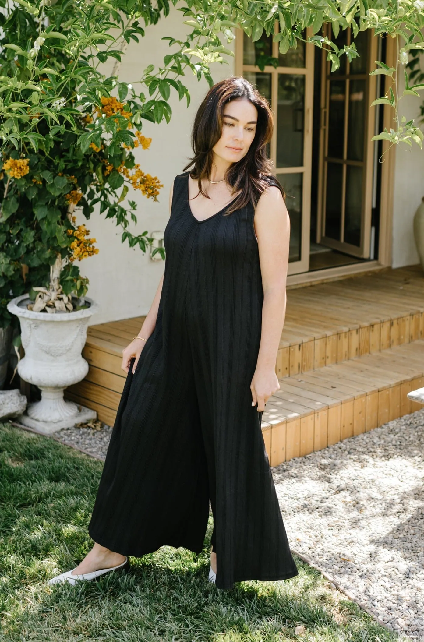 SAMPLE SALE | Willow Wide Rib Jumpsuit - True Black