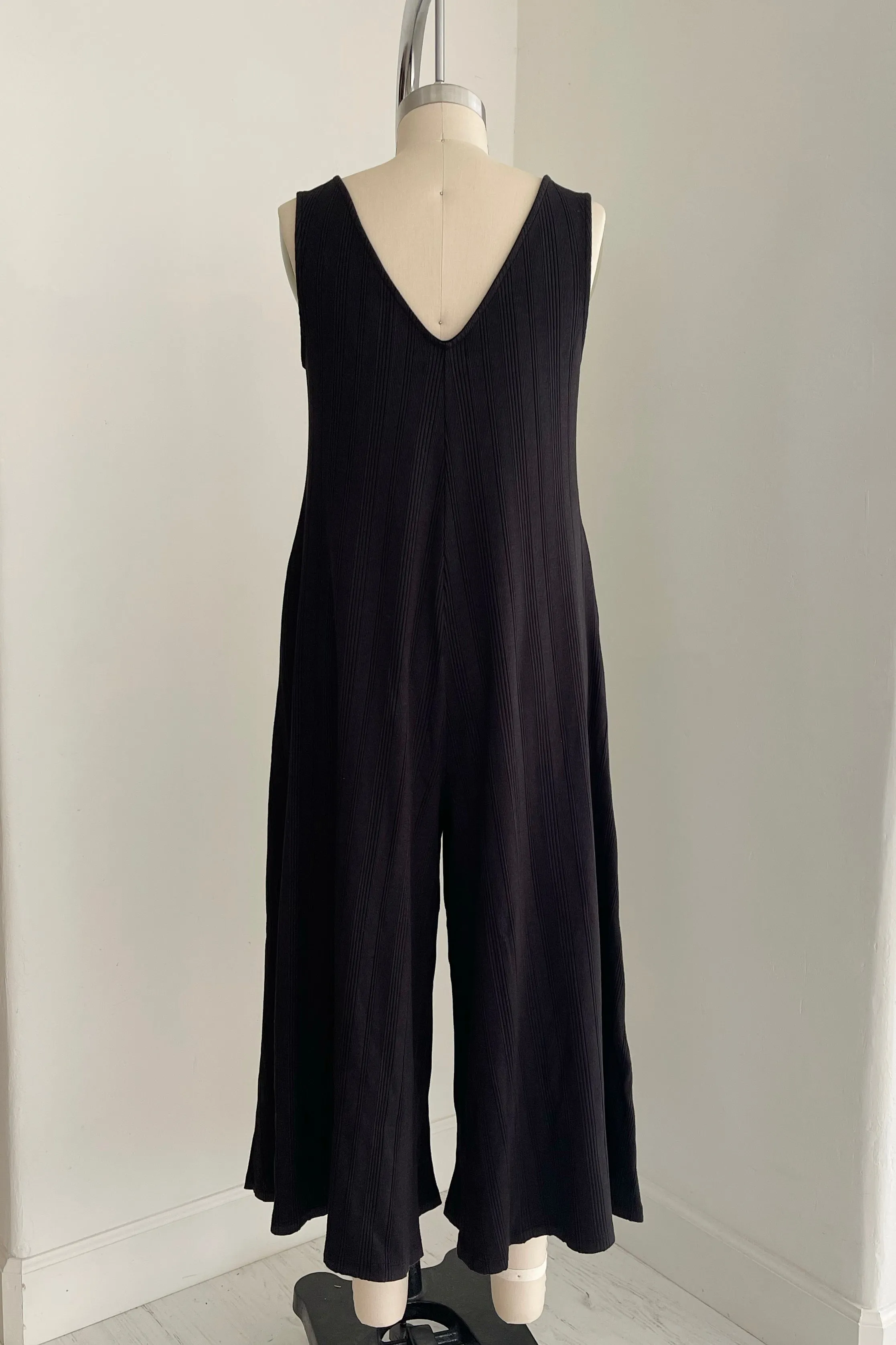 SAMPLE SALE | Willow Wide Rib Jumpsuit - True Black