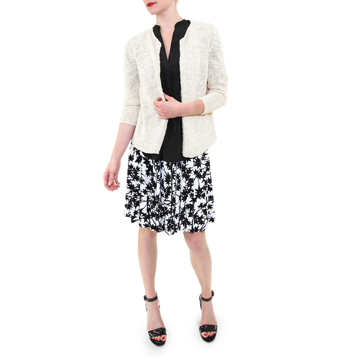 Shirred Pocket Skirt in Black Maple Print