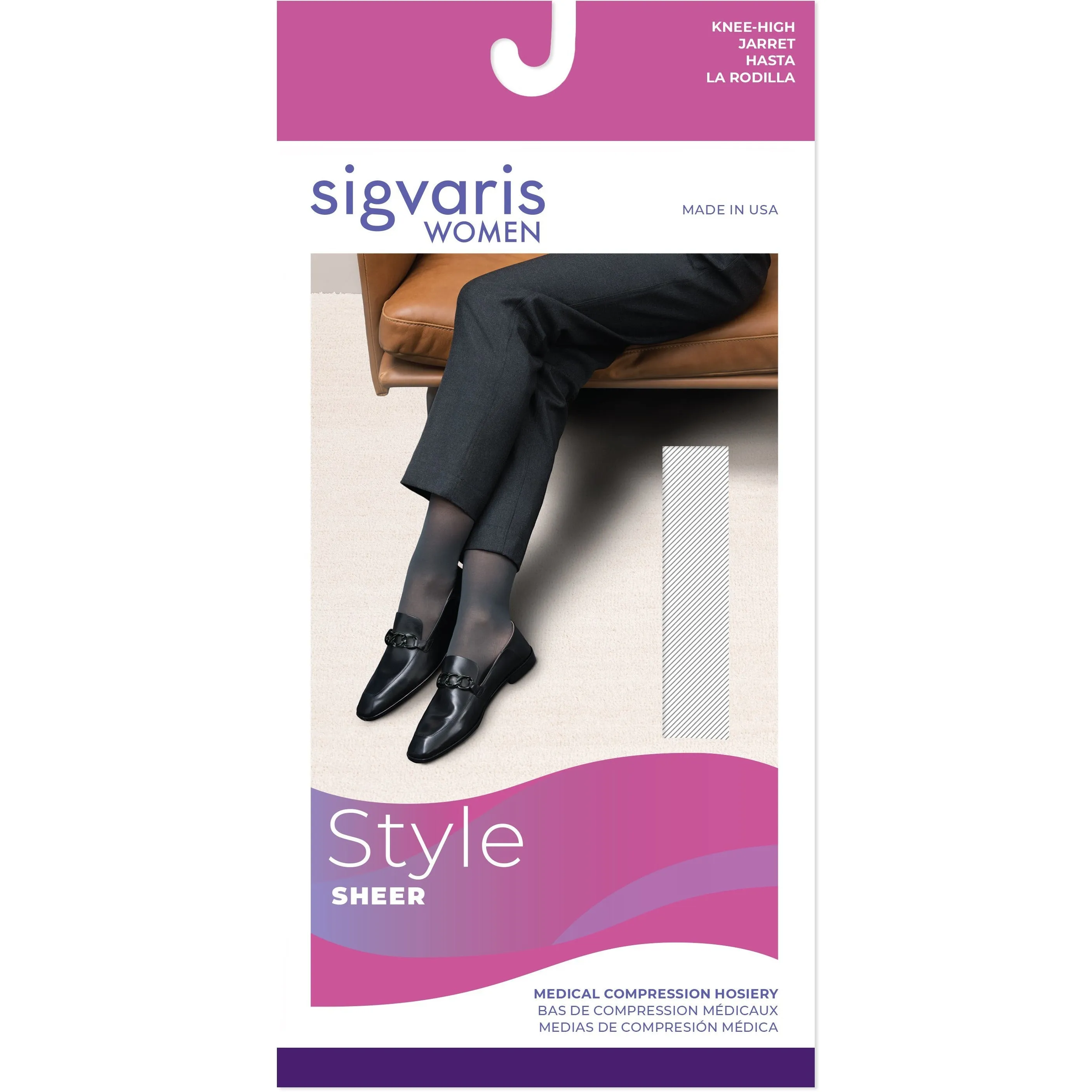 Sigvaris Sheer Women's Knee High 15-20 mmHg, Open Toe