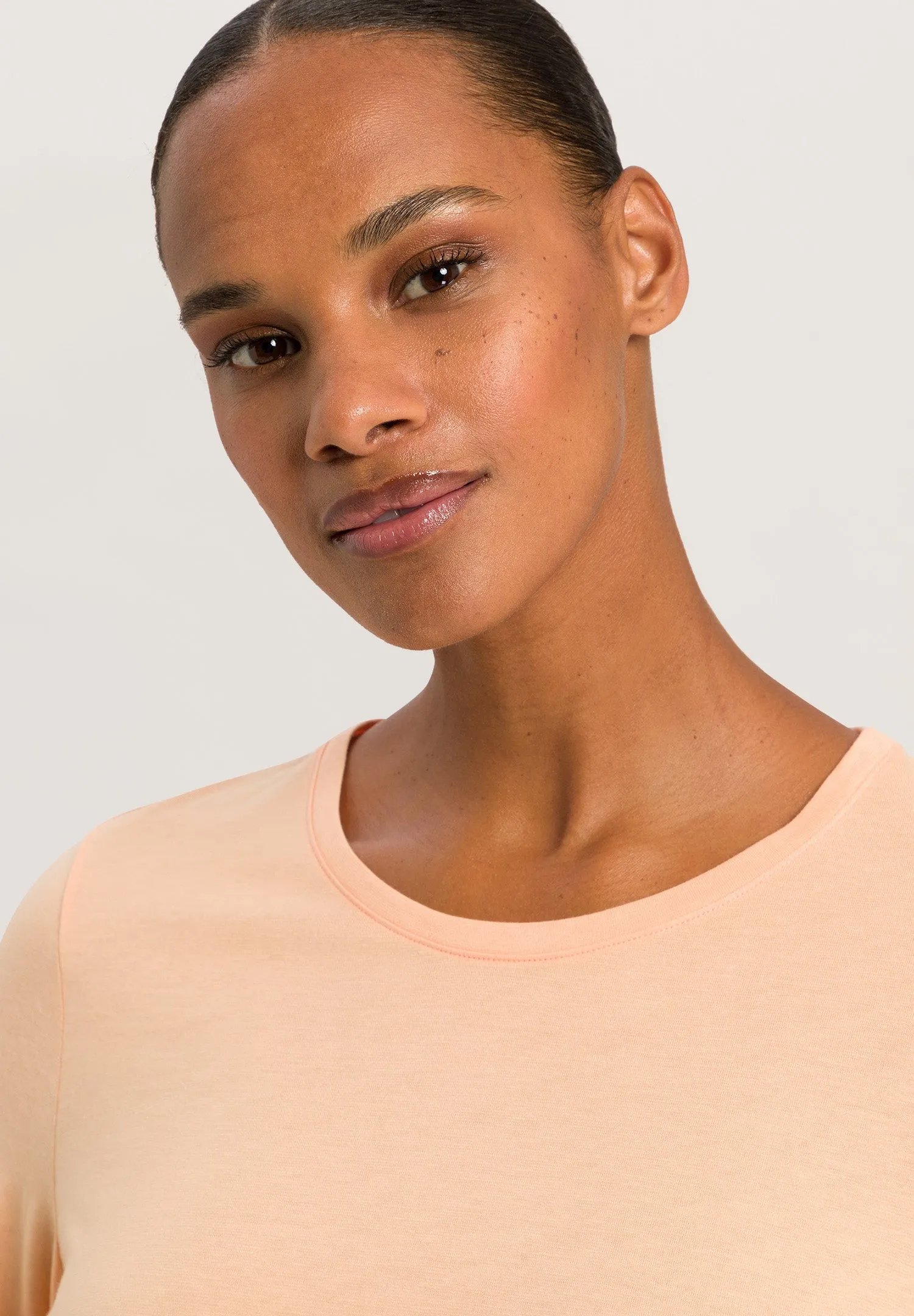 Sleep And Lounge Relaxed Round Neck Top | Peach Nougat 77844-2274