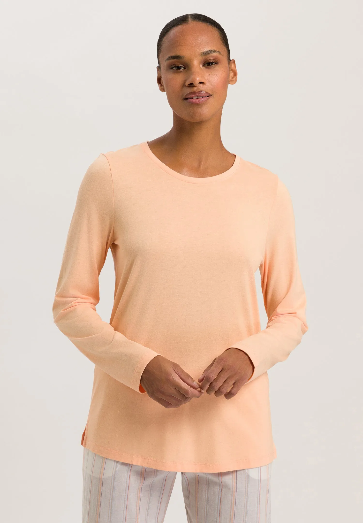 Sleep And Lounge Relaxed Round Neck Top | Peach Nougat 77844-2274