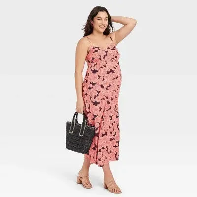 Sleeveless Tie-Back Woven Maternity Dress - Isabel Maternity by Ingrid & Isabel Pink Floral XXL