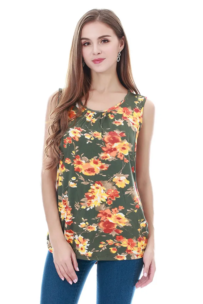 Smallshow Sleeveless Floral Maternity Nursing Tank Tops