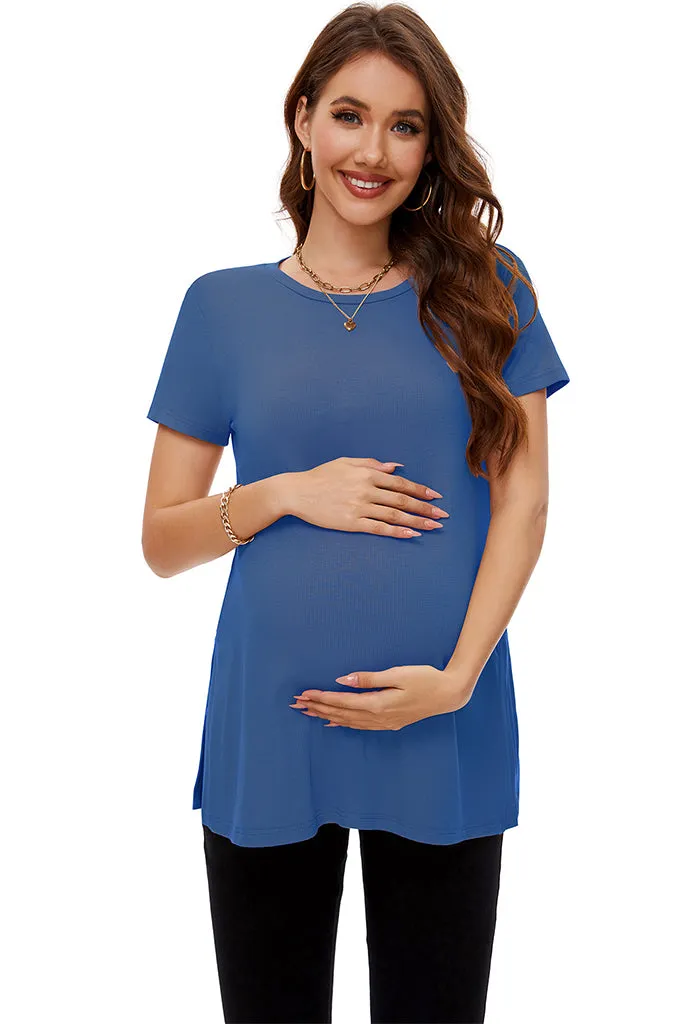 Smallshow Split Hem Ribbed Maternity Top