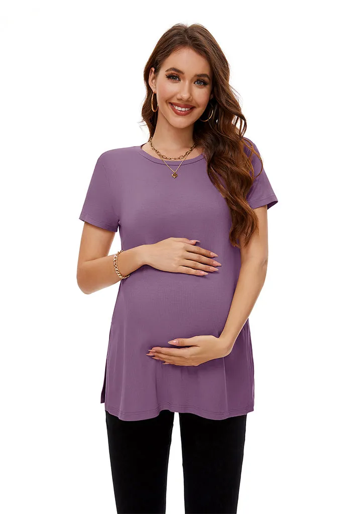 Smallshow Split Hem Ribbed Maternity Top