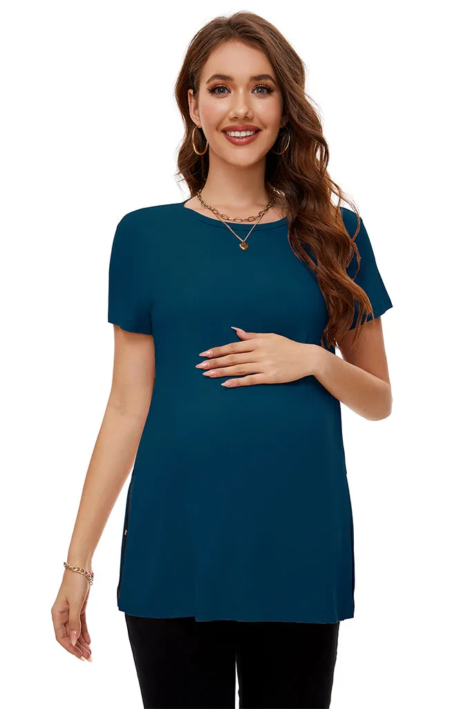 Smallshow Split Hem Ribbed Maternity Top