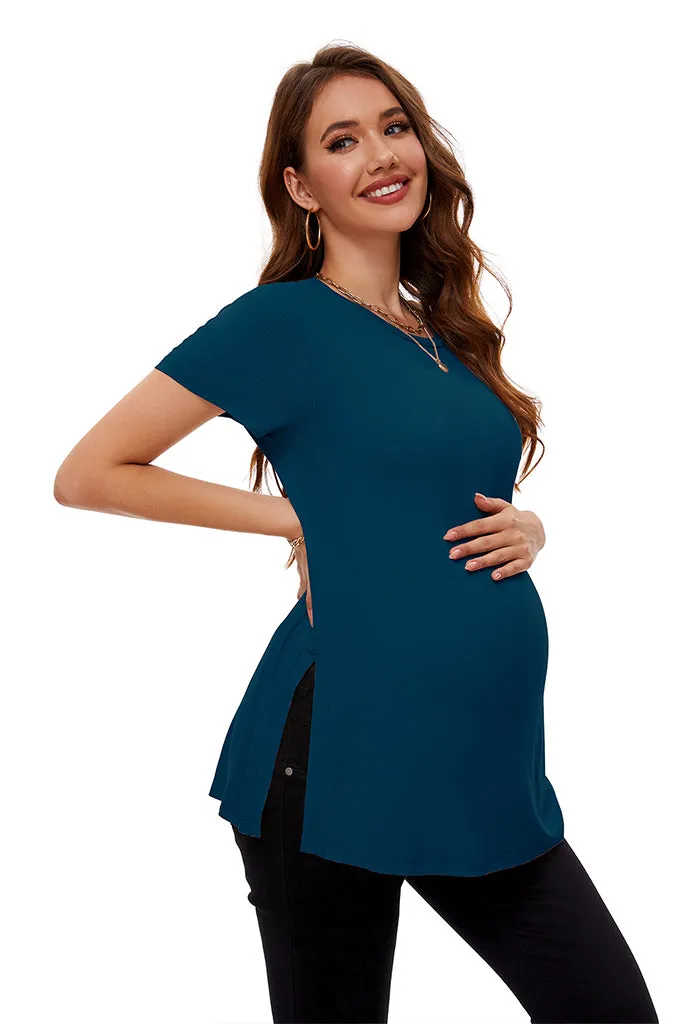 Smallshow Split Hem Ribbed Maternity Top