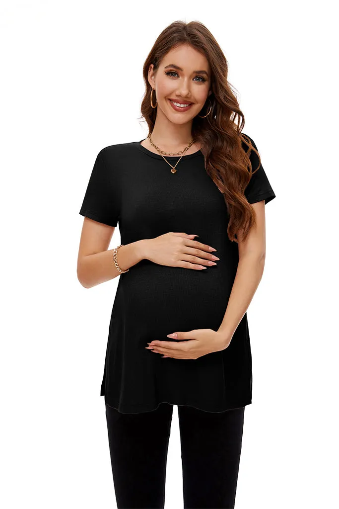 Smallshow Split Hem Ribbed Maternity Top