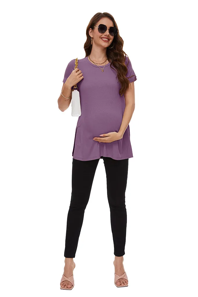 Smallshow Split Hem Ribbed Maternity Top