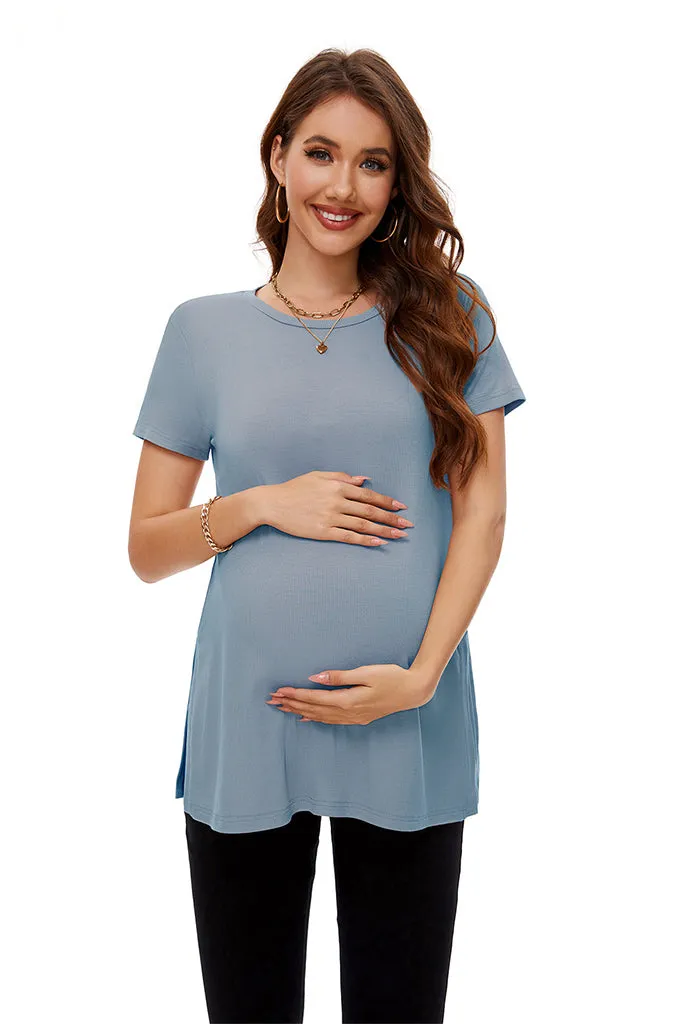 Smallshow Split Hem Ribbed Maternity Top