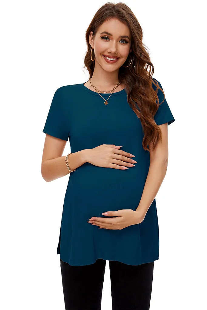 Smallshow Split Hem Ribbed Maternity Top