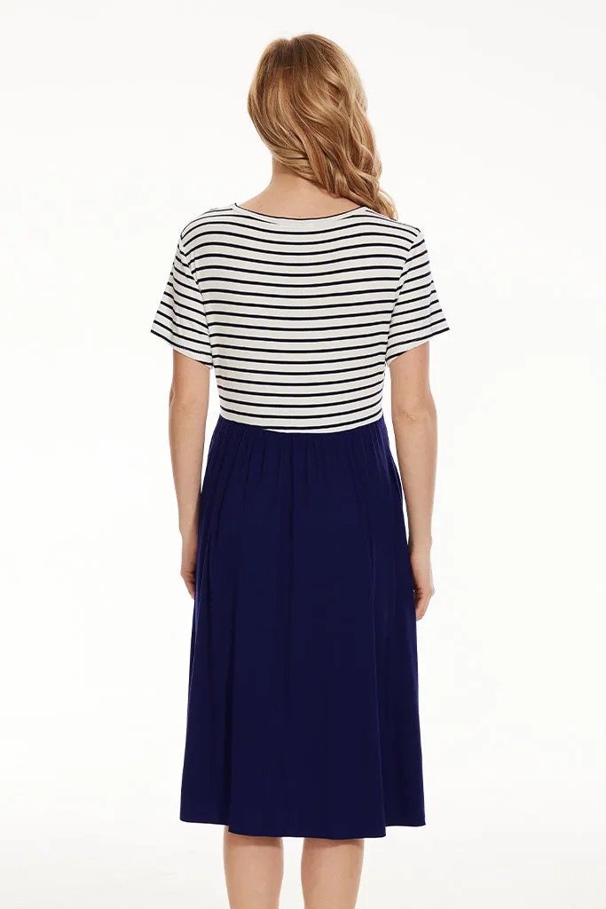 Smallshow Striped Maternity Midi Dress