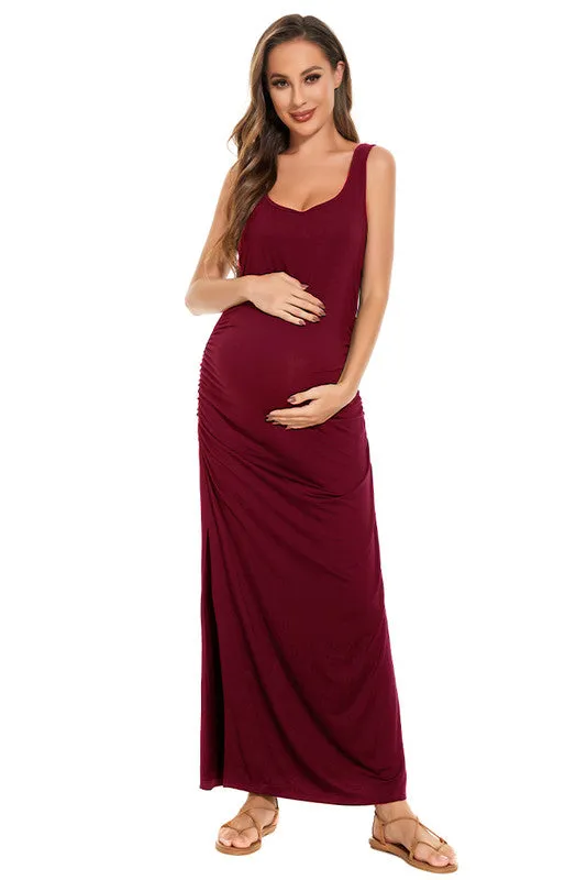 Smallshow Summer Sleeveless Maternity Maxi Dress