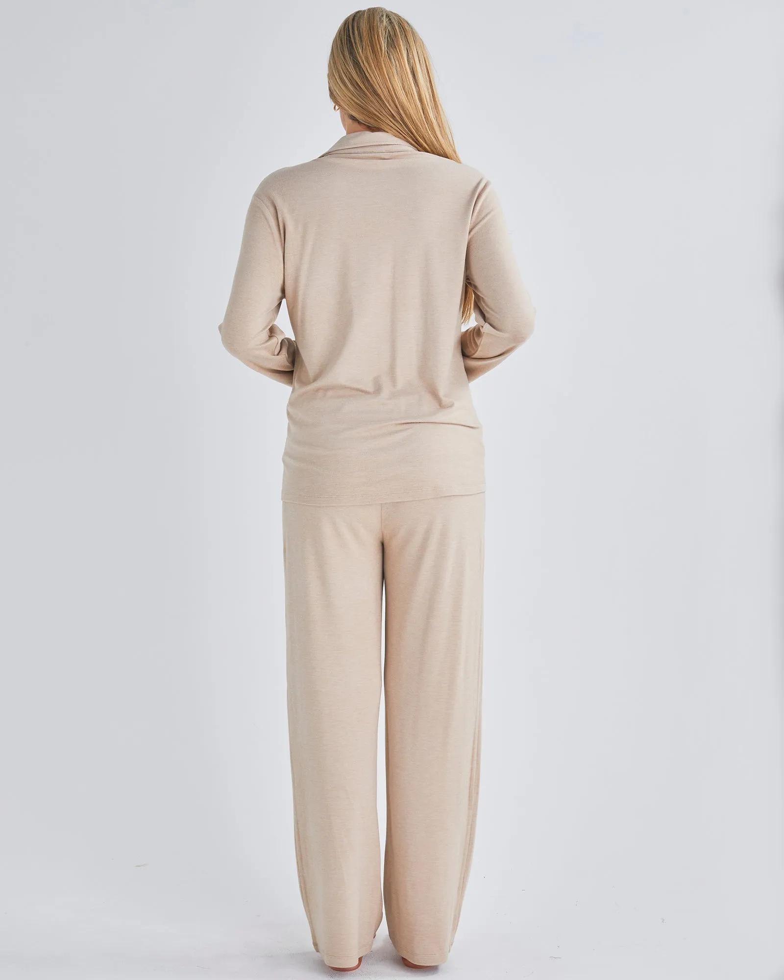 Stephanie 2-Piece Nuvem™ Winter Maternity Sleepwear Set in Almond Milk