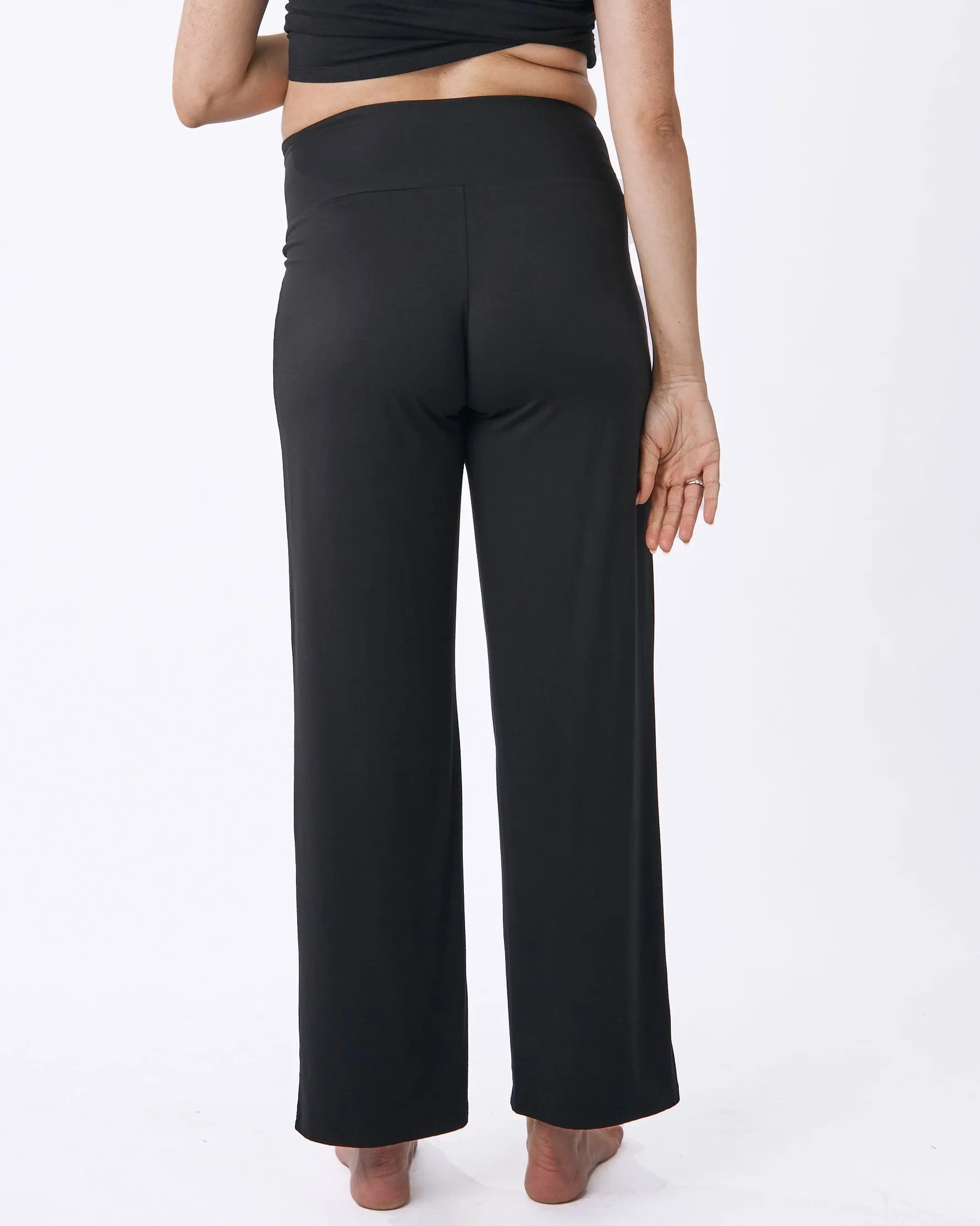 Straight Cut Maternity Bamboo Pants in Black