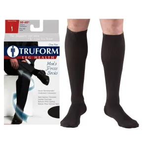 Surgical Appliance Truform® Men's Dress Support Socks, Knee High, Closed Toe, 30 to 40mmHg, XL, Black