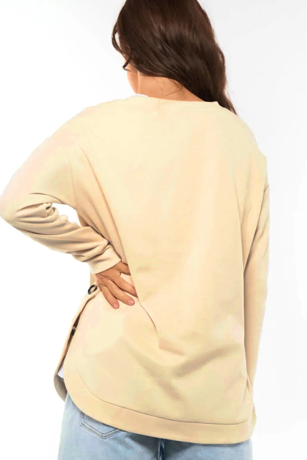 Warm Hearts Knit Maternity Nursing Top in Stone