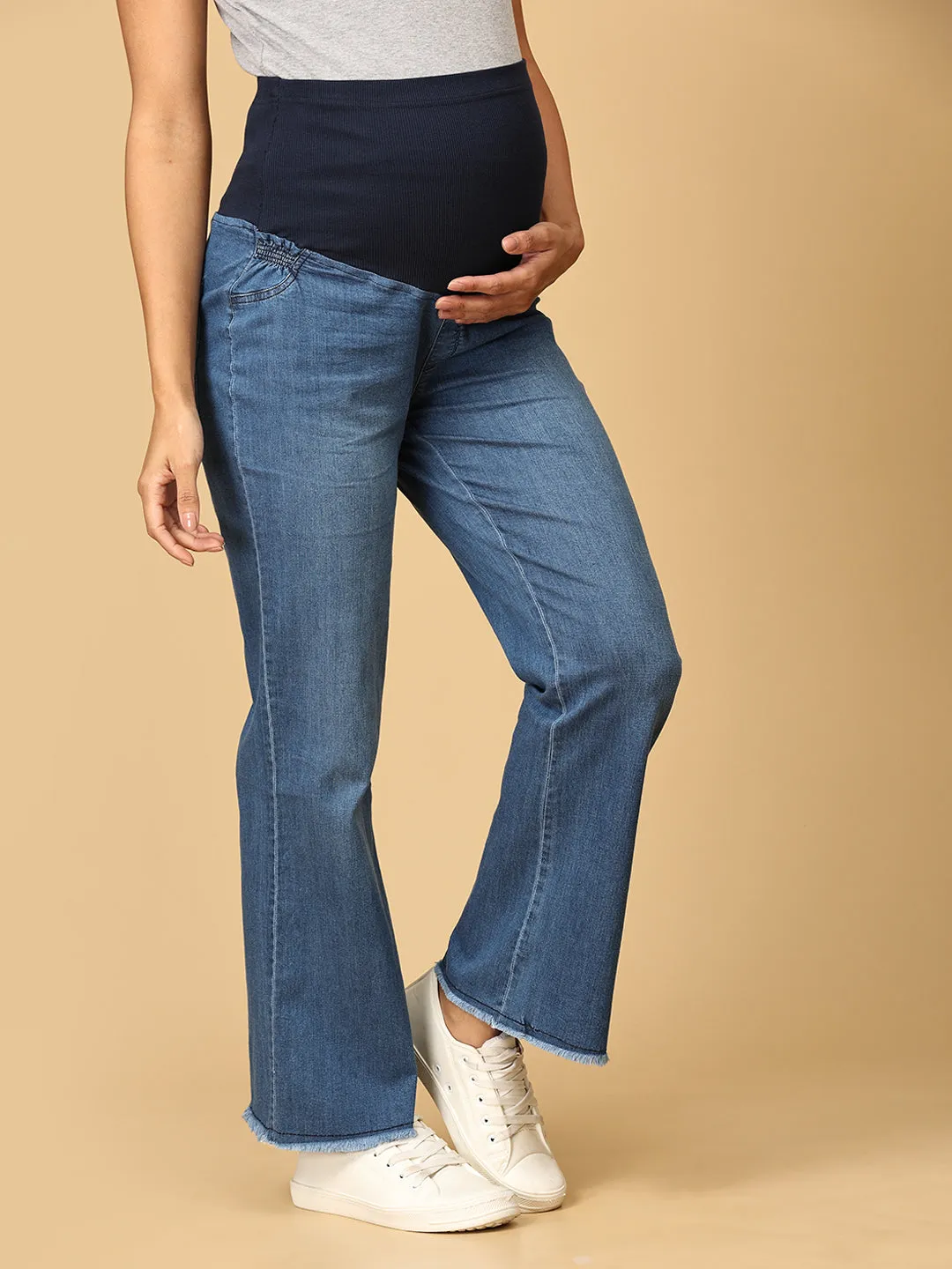 Wide Leg Maternity Denim with Belly Support