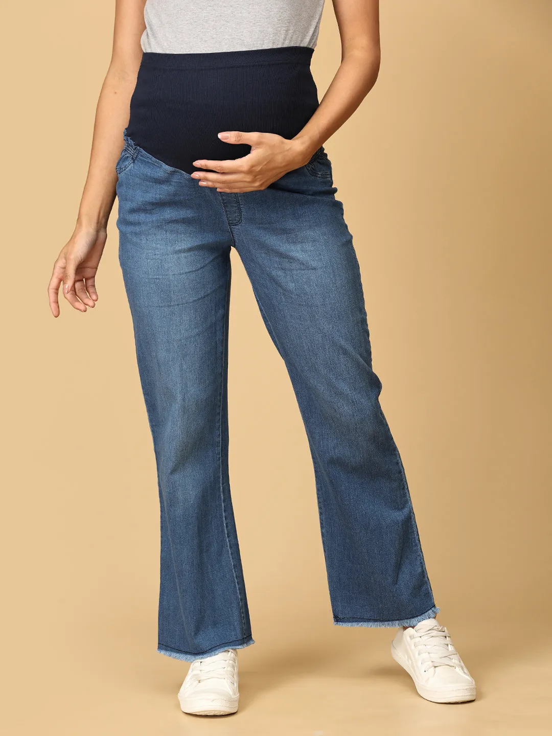 Wide Leg Maternity Denim with Belly Support