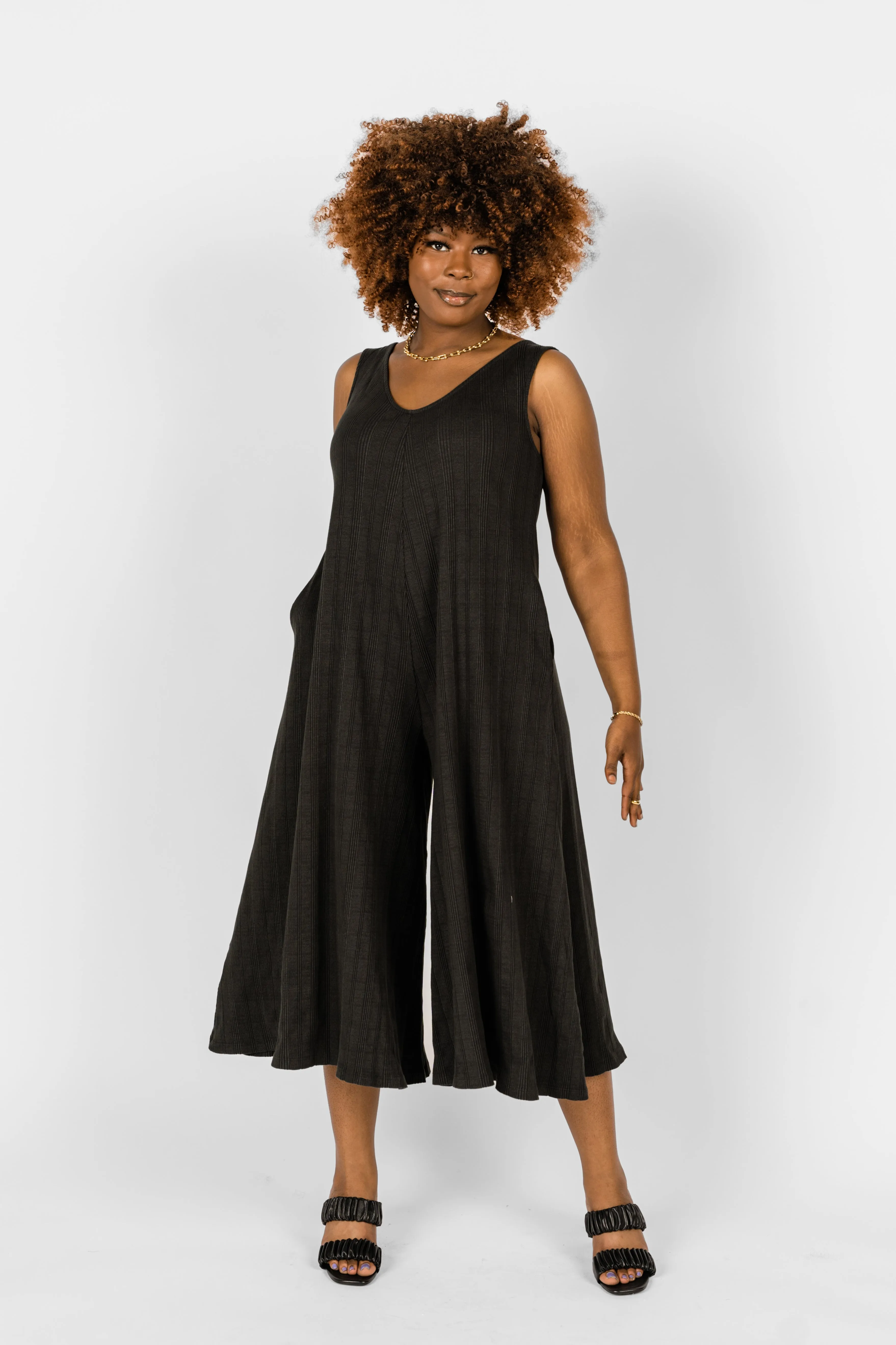 Willow Wide Rib Jumpsuit - Black Forest