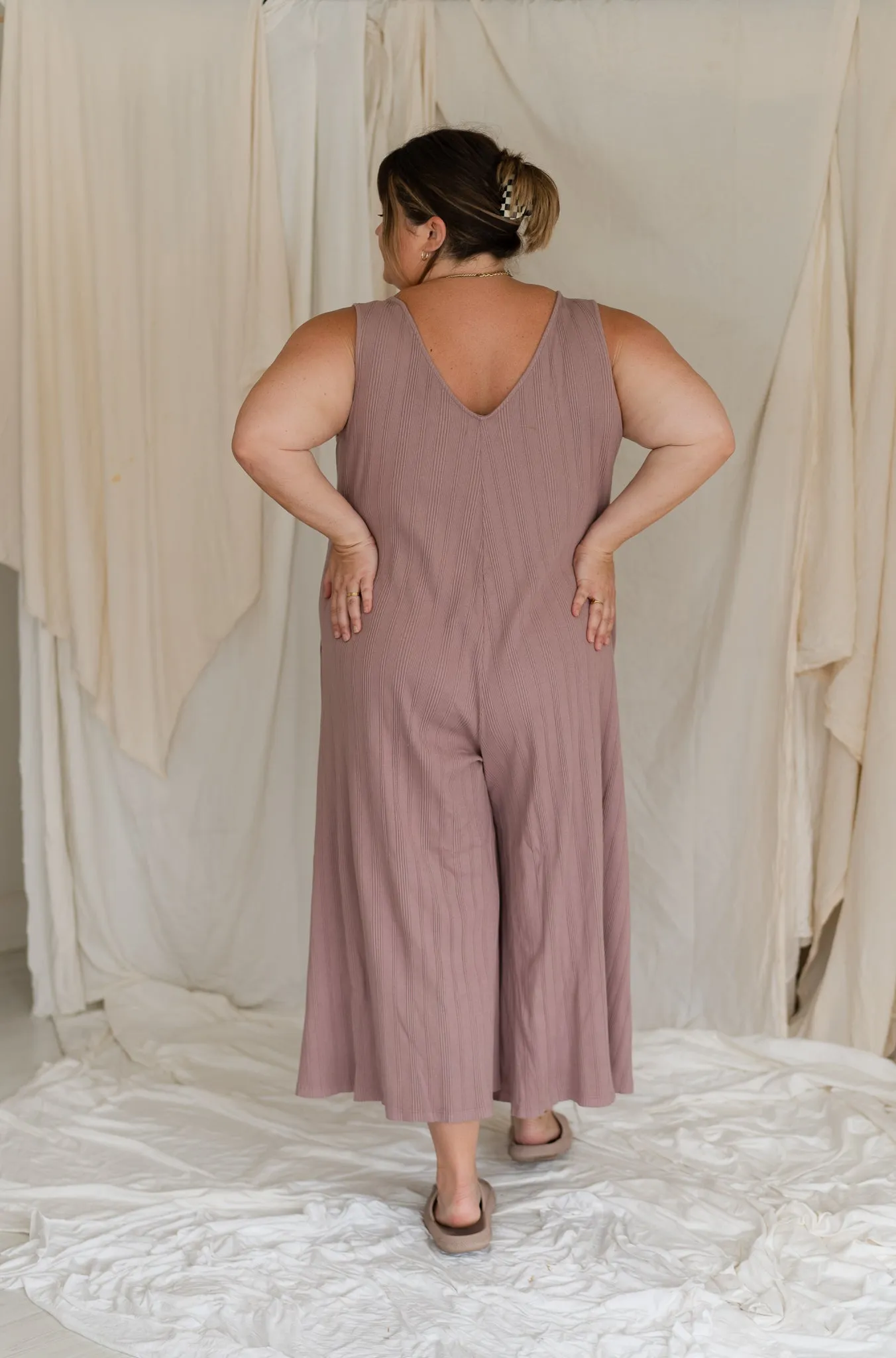 Willow Wide Rib Jumpsuit - Plush Mauve